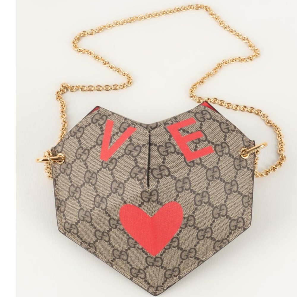 Authentic Gucci Beige and Red Heart Bag